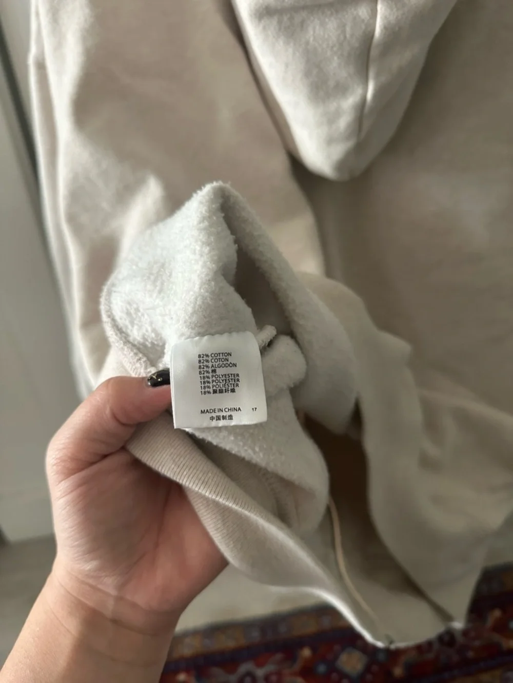 Brandy Melville Cream Fleece Zip Hoodie - Picture 4 of 7